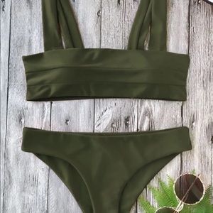 NWT Olive bandeau and cheeky swim suit set